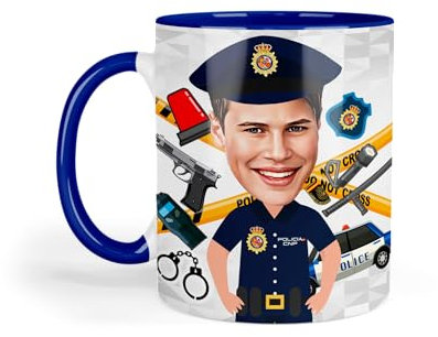 Kembilove Tazas personalizadas de policia - tazas de cafe - tazas originales para regalar - tazas desayuno - Héroes de la seguridad en proceso - Opositores - Caricatura Opositor a Policía Nacional