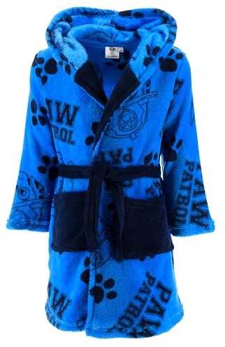 PAW PATROL Bademantel mit Kapuze | Kinder | Geschenke für Jungen | Chase, Marshall und Rubble | Badeponcho Kinder | Handtuch | Morgenmantel kuschelig (DE/NL/SE/PL, Numerisch, 98, Regular, Blau)