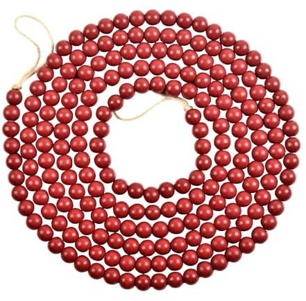 Christmas !SuoKom Weihnachtsdekoration Holzperlen Schnur Weihnachtsbaum Kamin Girlande Ornamente Weihnachtsgirlande Glas (Rot, A)