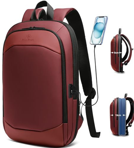 HEROIC KNIGHT Laptop Rucksack Herren 17 Zoll wasserdichter erweiterbarer Reiserucksack Handgepäck Laptoptasche Tagesrucksack mit USB-Anschluss Arbeitsrucksack für Uni Arbeit Business Reise-Rot