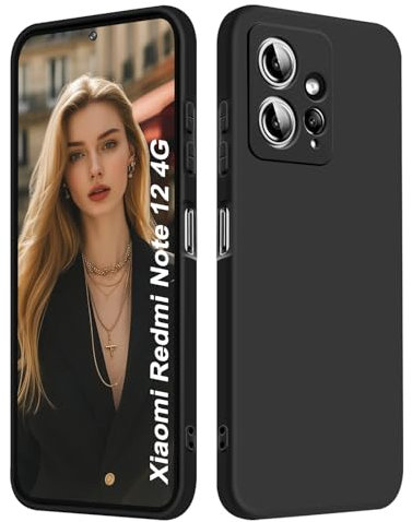 ISOI - Funda para Xiaomi Redmi Note 12 4G, Carcasa Silicona líquida Suave, Protección de Cuerpo Completo Ultra Delgada a Prueba de Golpes - Negro
