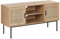 Meuble TV en rotin avec 2 portes en osier et pieds en métal Finition bois clair 120 x 63 cm