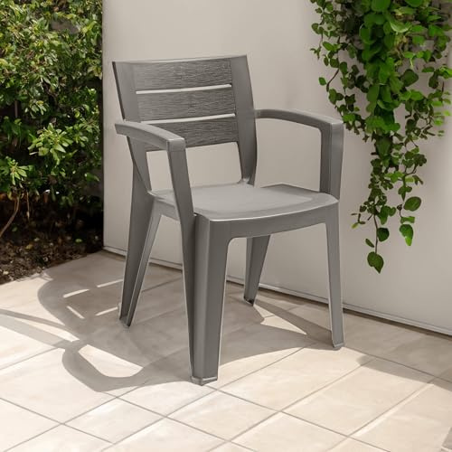 Dmora - Gartenstuhl Oberon, Gartensitz, Outdoor-Stuhl, Outdoor-Sessel, Made in Italy, 60x58 h79 cm, Taube