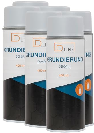D.LINE Grundierung Grau 400 ml Nitro-Kombi Lackspray | Füller, Haftvermittler, Überlackierbar, 6x 400 ml