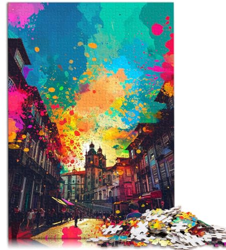 1000-teiliges Puzzle für Erwachsene, Prag, anspruchsvolles Spiel, Puzzles, Herausforderung für die Gehirnintelligenz, süchtig machendes Spielzeug,38x52cm,