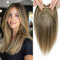 Haar Toppers für Frauen Echthaar Topper Leichtes Toupets für Frauen, 100% handgeknüpfte Toupets Clip in Haarteil für Dünner Haar Oberkopf Flauschiger Glatter Hair Topper ohne Pony(4/27#)