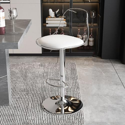 Taburetes de bar giratorios ajustables de acrílico, sillas transparentes con tapicería de piel sintética, diseño sin brazos para isla de cocina, asiento moderno y elegante