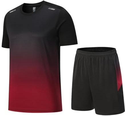 Beuwltpa Men's Tracksuit 2 Piece Sports Gym T Shirt & Short Set