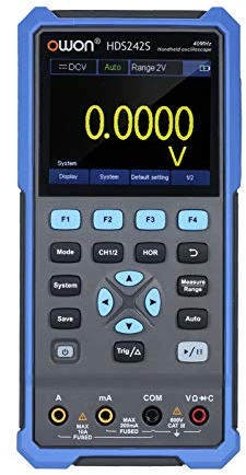 BRRNOO HDS242S, Generatore di Forme D'onda Multimetro Oscilloscopio Portatile 3 in 1, Larghezza di Banda 40 MHz Ingresso 2 Frequenza di Aggiornamento 10000wfms/s, con Ricarica USB (Spina europea)
