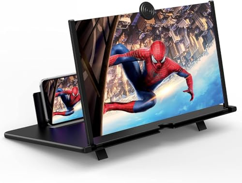 Phone Screen Magnifier 16 Inch - Ultra-Clear 3D HD Screen Amplifier with Folding Stand, Portable Stocking Stuffers Gadgets & Cool Stuff for Men, Compatible with All Smartphones (16 in)