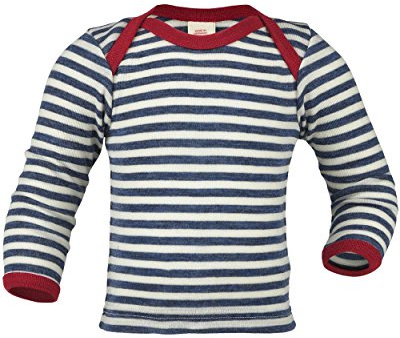 Engel , Baby Unterhemd/Schupfhemd Langarm, 100% kbT Wolle (74/80, Blau Melange/Natur)