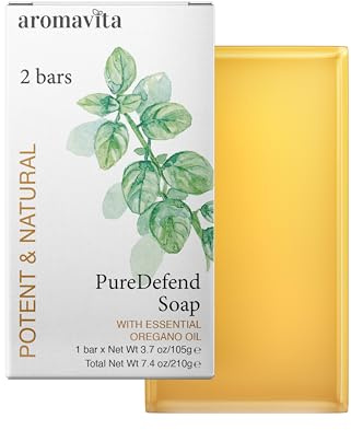 Savon Naturel à l'Huile Essentielle d'Origan - Savon Solide pour Visage, Corps, Mains et Pieds – Produit Nettoyant Thérapeutique pour Peaux Sensibles, Acné, Eczéma, Mycoses et Odeurs - Lot de 2 Savons