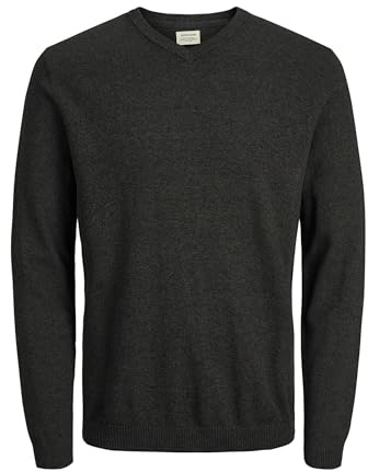 JACK & JONES Jjebasic Knit V-Neck Noos, Pull Homme, Vert (Deep Depths Detail: Twisted with Black), XX-Large