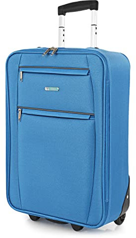 ITACA - Maletas De Viaje Cabina 55X40X20 Material EVA Ligero, Trolley con Ruedas Maleta De Mano para Avion Maleta Cabina Equipaje para Viajes Cortos Compatible Ryanair, Azul Vaquero