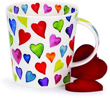 Dunoon Fine Bone China Kaffeebecher/Kaffeetasse warm Hearts| Bunte Herzen (Cairngorm)