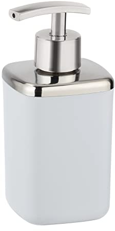 WENKO Seifenspender Barcelona, nachfüllbarer Seifendosierer für die portionierte Abgabe von Flüssigseife oder Lotion, Füllmenge ca. 370 ml, aus Spezialkunststoff, BPA-frei, 7 x 16 x 7 cm, Weiß