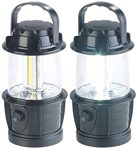 PEARL Camping Beleuchtung: 2er-Set dimmbare LED-Laternen, 3 COB-LEDs, Batteriebetrieb, 3W, 140 lm (Laterne Batterie, Lampen mit Batterie, Tischleuchten)