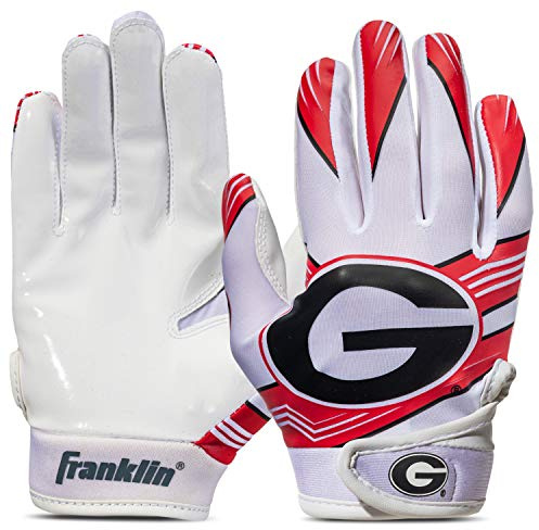 Franklin Sports Georgia Bulldogs Youth College Football Receiver Gloves - Receiver Gloves for Kids - NCAA Team Logos and Silicone Palm - Youth S/XS Pair