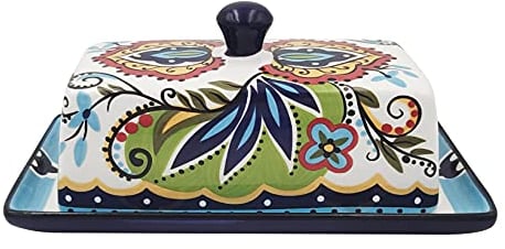 Creative Ceramic Butter Box European-Style Tableware with Lid, Dessert Plate, Cheese Box Refrigerator Soft Butter Cheese Container Tray, Color