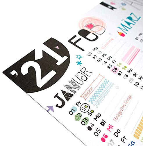 corpus delicti Design-Kalender Wandkalender Timer Jahresplaner im Handletteringstyle – Scribble 2021