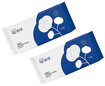 WANGPEI 2Packs Einweg-Gesichtstuch Einweg-Waschlappen aus Vliesstoff, 100 Stück Mehrzweck-Einweg-Gesichtstuch, Make-up entfernen und reinigen, dickeres Gesichtstuch aus weicher Baumwolle