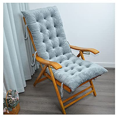 HUALEMEI 8cm Verdicken Schaukelstuhl Auflagen,Anti Slip Schaukelstuhl Kissen Mit Krawatten,Komfort Untere Rücken Schmerzkissen Zu Chaise Sofa-Blau 125x48cm(49x19inch)