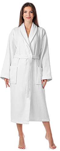 Ladeheid Peignoir de Bain Éponge 100% Coton Femme LA40-227 (Blanc (P01), S)