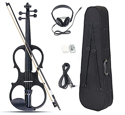 4/4 Electric Acoustic Full Pack Violine Basswood Geige Mit Violine Case Cover Bow Für Musikalisches Saiteninstrument Liebhaber Anfänger Erwachsene Geige (Color : Black)