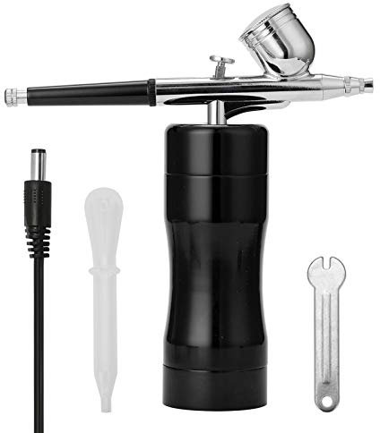 Airbrush kit Automatic Shutdown Handheld Spray Airbrush Spray Pump Pen Air Compressor Set for Art Painting Craft Cake Spray Model Airbrush Kit air brushes for painting (Color : Black)