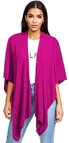gloop Damen Poncho,Schal Pullover, Lange Strickjacke, Strickpullover, Mantel,XXL Umhängetuch,Tunika für Sommer und Winter, Rosa, Einheitsgröße
