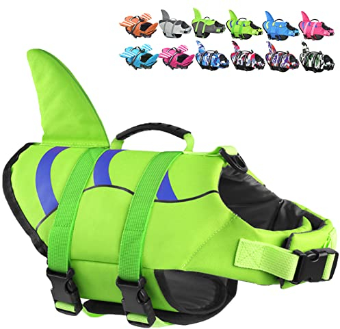 Fragralley Hundeschwimmweste Hai, Ripstop, für Schwimmen und Bootfahren, Schwimmweste für Hunde mit überlegenem Auftrieb und Rettungsgriff für kleine, mittelgroße und große Hunde