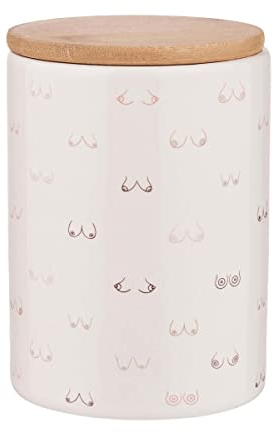 BUTLERS Aufbewahrungsdose Boobs 700ml Rosa -Queen IT- Vorratsdose mit Bambusdeckel, Küche Dekoration und Organisation für Aufbewahrung von Lebensmittel und Badezimmer Accessoires