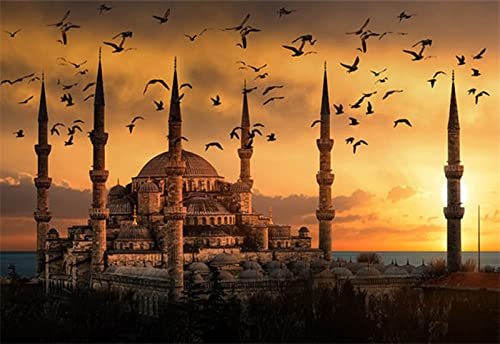 Diamond Painting Set Moschee In Der Abenddämmerung -Größe 45x60cm-Diamant Painting Bilder für Kinder Mädchen-Diamond Painting Strass Leinwand Groß zum Entspannen-Mosaik Klebebilder Deko Wohnzimmer