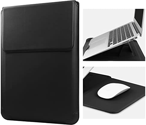 HoYiXi 13 Inch Laptop Sleeve Case Leather Bag Compatible with MacBook Air 13 M1 M2 2022-2018/MacBook Pro 13 M2 2022-2016/Surface Pro 8 2021/Surface Go 3 13-13.6'' Dell Lenovo HP ASUS Acer PC, Black