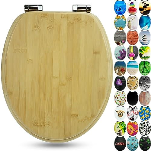 SANFINO® Bambus WC Sitz mit Absenkautomatik, edle Holz-Optik und hochwertige Qualität, hoher Sitzkomfort aus nachhaltigem Echtholz, einfache Montage inkl. Montageanleitung – Brown