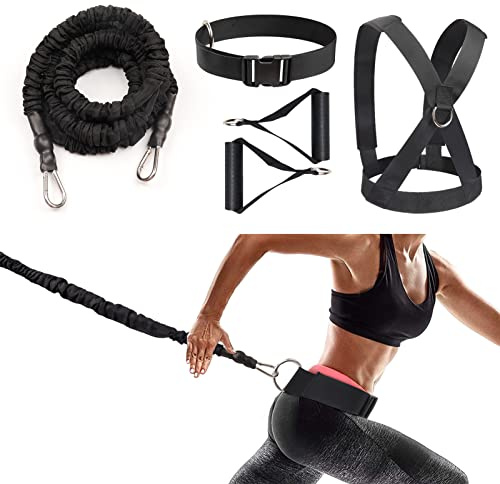 Sunsign Resistance Running Training Bungee Band, Bungee Resistance Cord Set, Langes Widerstandsband, Laterale Bewegung, Sprint Übergeschwindigkeitstraining, Fitness für schnelles