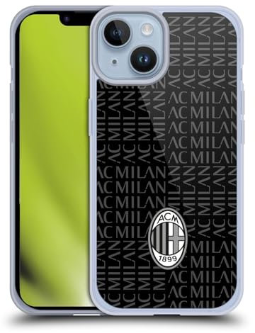 Head Case Designs Offizielle AC Milan Schwarz Und Grau Wappen Muster Gel Handyhülle Hülle [Militärischer Schutzgrad] Kompatibel mit Apple iPhone 14