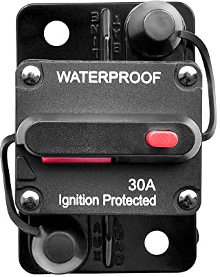 Schutzschalter 30A,DC12-48V Auto-Leitungs Schutzschalter,Wasserdicht Kfz Sicherung Leistungsschutzschalter mit Manuellem Reset-Sicherungshalter für Motor Auto Marine Boat Bike Stereo Audio