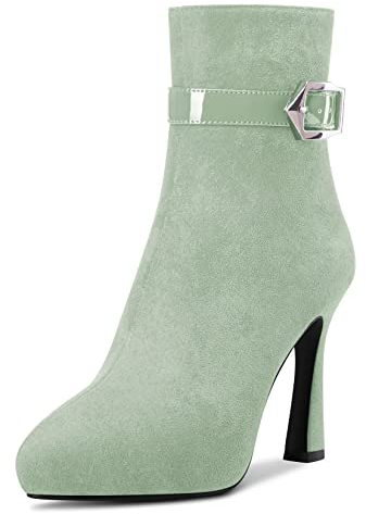 Castamere Donna Spillo Alto High Piattaforma Tacco Heel a Punta Stivaletti Cerniera Fibbia Sexy 10 CM Heels Verde Chiaro 37 EU