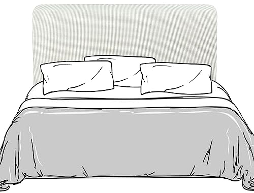 Lydevo Bett Kopfteil Hussen Bettkopfteil Bezug Stretch Dehnbare Bettkopfteil Weicher Staubdicht Jacquard Kopfteil Schonbezug Protektor Kopfteilbezug für Gepolsterte Kopfteil 180cm-200cm,Weiß