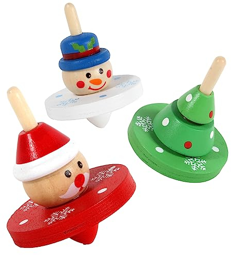 PLANÈTE Bois - Kreisel Weihnachten - FSC - 030160-1 Stück - Zufallsmodell - Holz - Kinderspiel - Weihnachten - Zum Sammeln - 4,5 cm x 5 cm - Ab 3 Jahren
