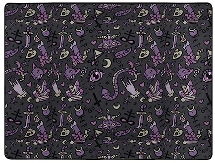 BUULOO Lila Schwarz Goth Gruseliger Teppich 160 x 120 cm, Teppich, Zimmer, Schlafzimmer, Teppich, extra groß, kein Haarausfall.
