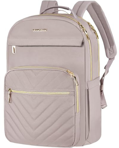 VANKEAN Sac à dos pour ordinateur portable de 17,3 pouces pour homme femme | sac à dos tendance, sac à dos imperméable, sac de voyage élégant, sac de voyage décontracté pour université,Rose