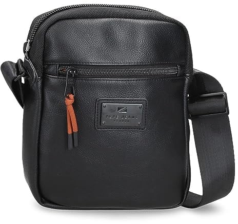 Pepe Jeans Egham Umhängetasche Schwarz 17x22x6 cms Polyester, Schwarz, Talla única, Umhängetasche