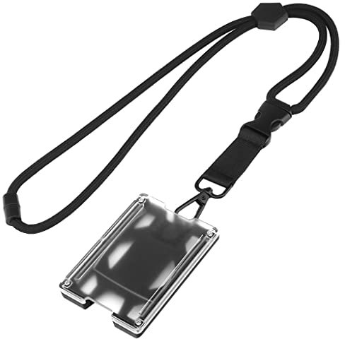 Tactical T4 ID Holder Brieftasche Karteninhaber Durable 4 Karten Slot Lanyard Mit Metall-Clip Für Rucksack Tasche Jagd Outdoor (Color : BK)