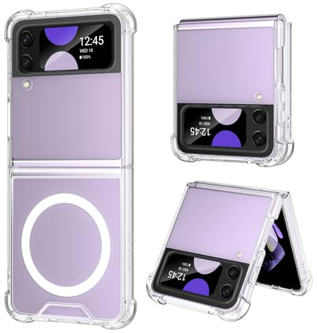 BENTOBEN Coque pour Samsung Galaxy Z Flip 4 5G Transparente Étui Magnétique Samsung Z Flip 4 Résistant Housse de Protection Antichoc Coque Z Flip 4 5G -Transparente