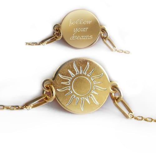 Sonne Armband mit Gravur, 925 Silber oder Vergoldet, Personalisiertes Geschenk für Frauen, Zartes Handschmuck
