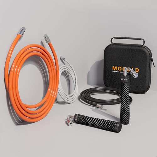 Mogold Corda per saltare ponderata per allenamento ad alta intensità, Muay Thai e MMA Corde per saltare pesanti per fitness, manico in fibra di carbonio, lunghezza regolabile 3 metri 1/5 +1/4 libbre +