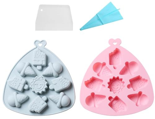 Stareal 2 Stück Eistüten-Silikonformen, Sommerthema, Eisform, Silikonformen Für Süßigkeiten, Schokolade, Süßes Harz, Gelee, Polymerton, Basteln, Süßigkeiten, Cupcake-Topper, Kerzen, Kuchendekoration