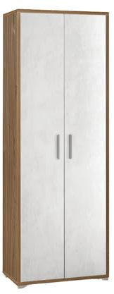 MONDO VIRO Schuhschrank 2 Türen Organized2 4 Einlegeböden 71 x 41 cm 199h (Nussbaum stelvio/Oxid weiß)